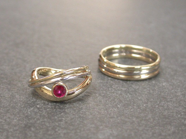 3Kind of K18 Marridge rings with Ruby