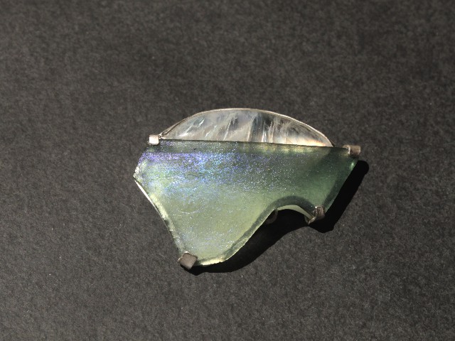 Roman Glass Moonstone Brooch pin